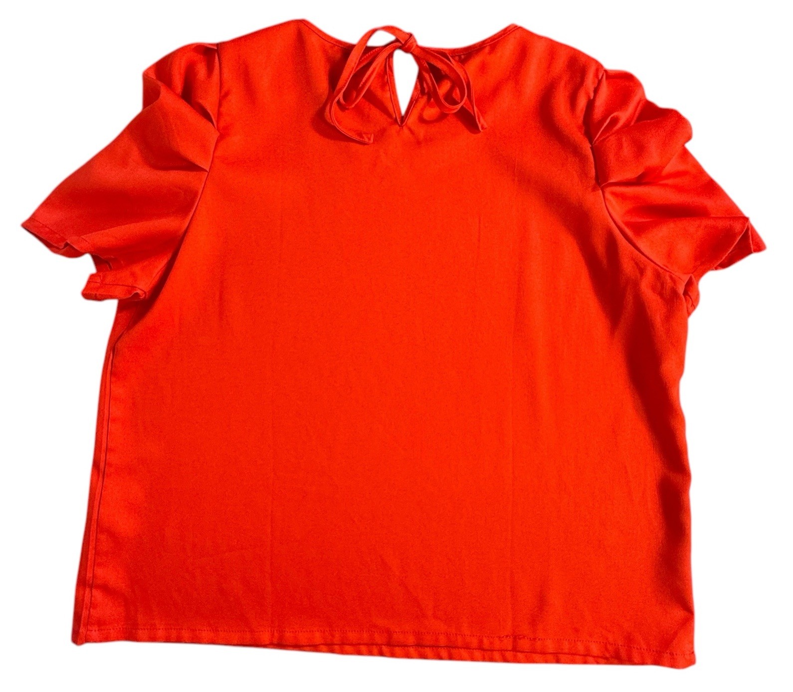 Red Ruffle Puff Shoulder Sleeve Blouse Tie Back Lightweight Women Plus Size XXL