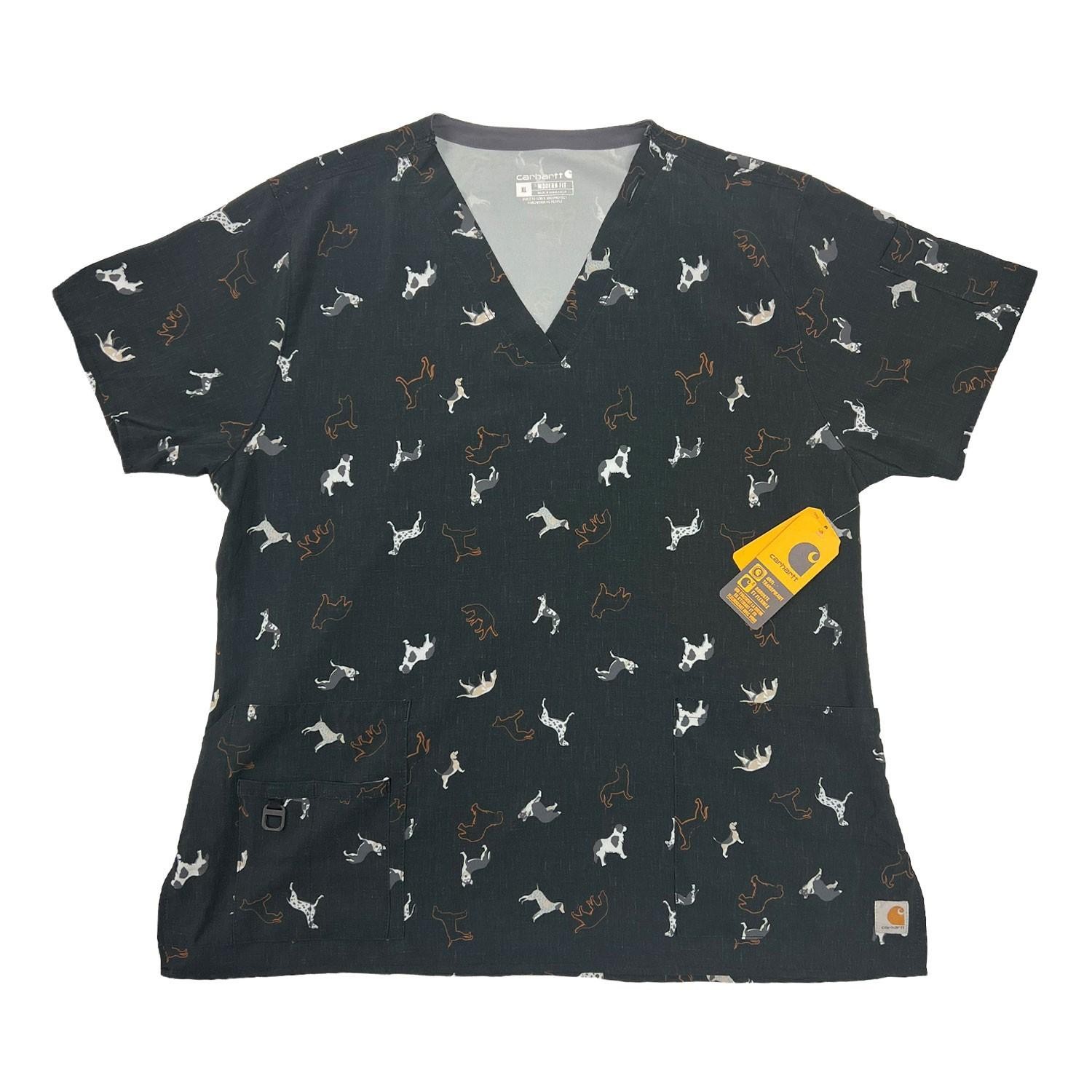 Carhartt Women’s Scrub Force Pocket Rugged Flex V-Neck Print Top D Ring (M03)
