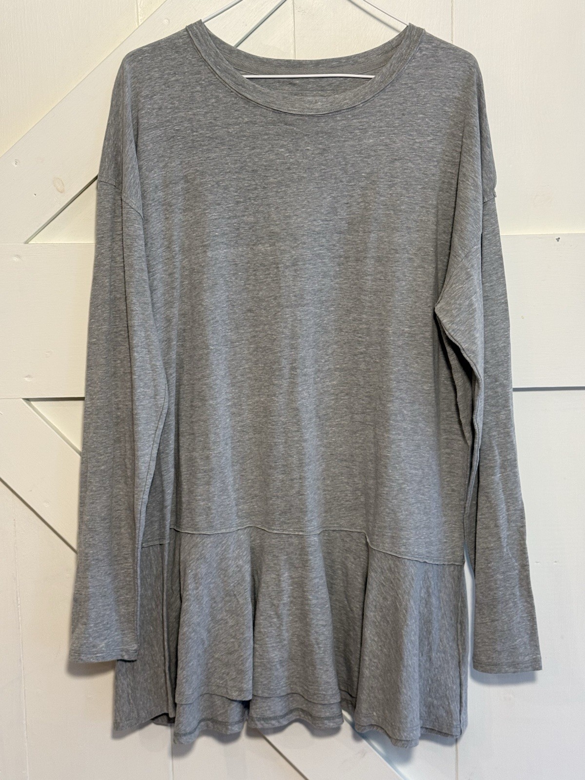 We The Free Free People NWT Gray Peplum Long Sleeve Top Small Boho