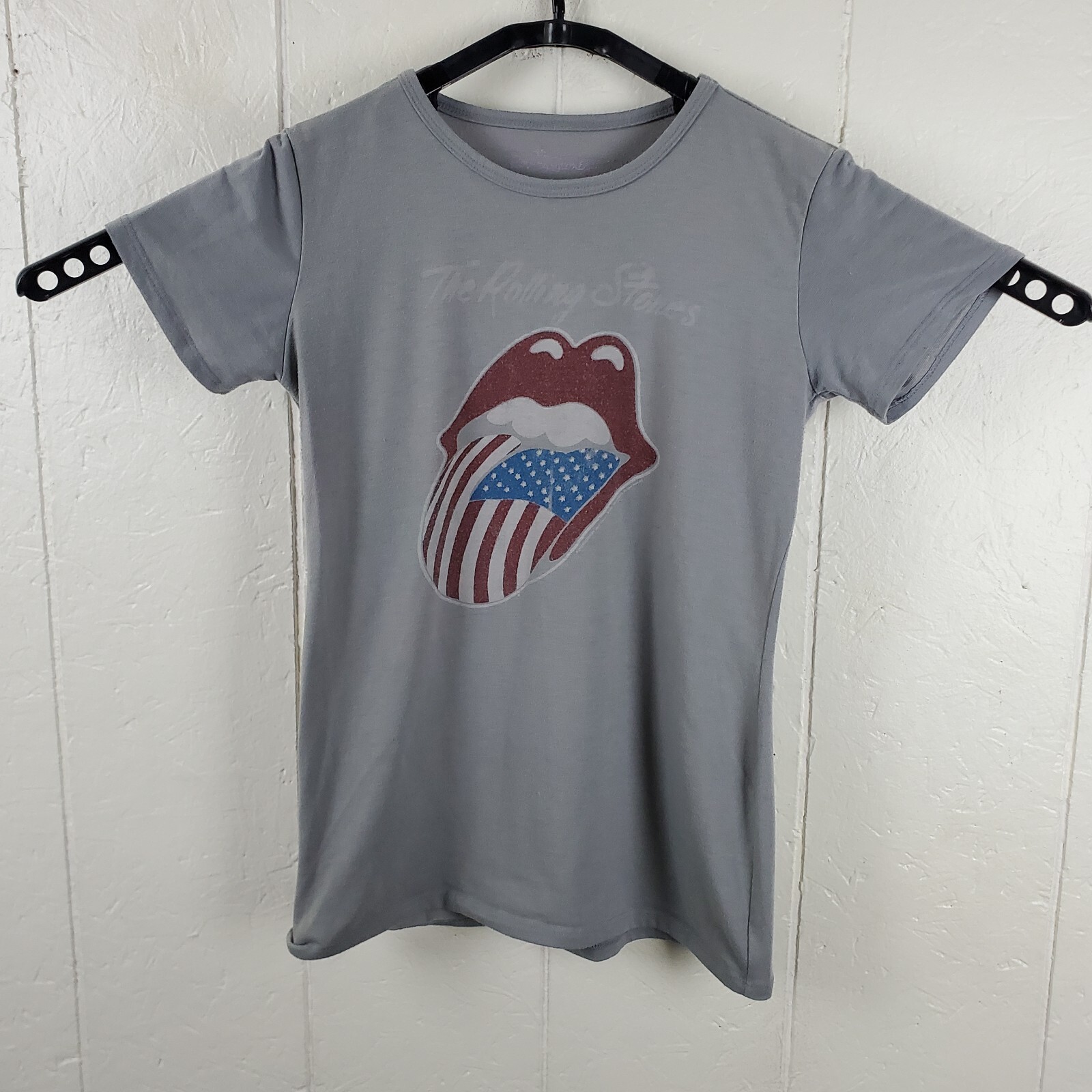 The Rolling Stones Shirt Women Large Gray Crew Neck Short Sleeve Graphic Stretch