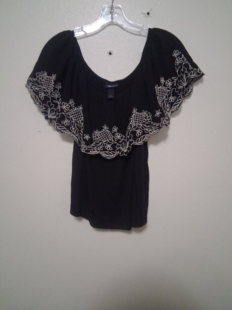 Daytrip Black Embroidered Off-Shoulder Blouse