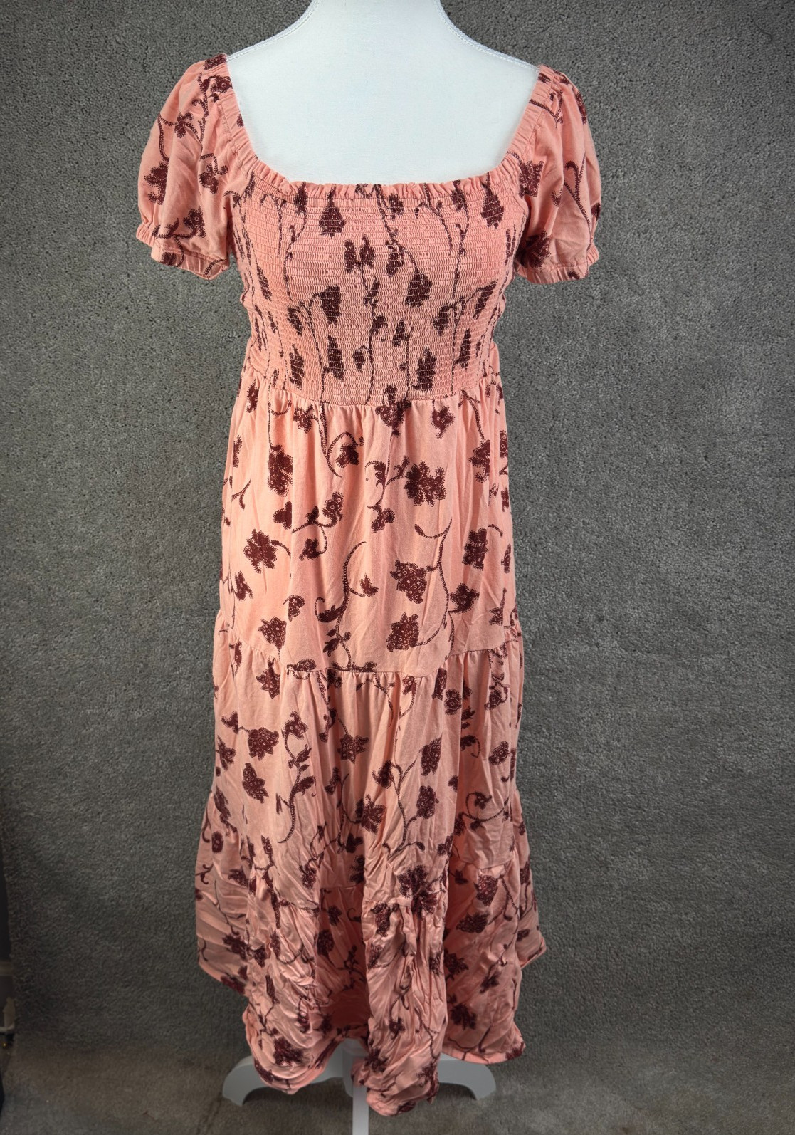 Daily Practice Milkmaid Midi Dress Sz M Floral Cottagecore Peasant Fairy Romance