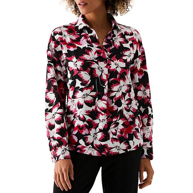 Rafaella Ladies Woven Top Size Medium Fresh Bouquet