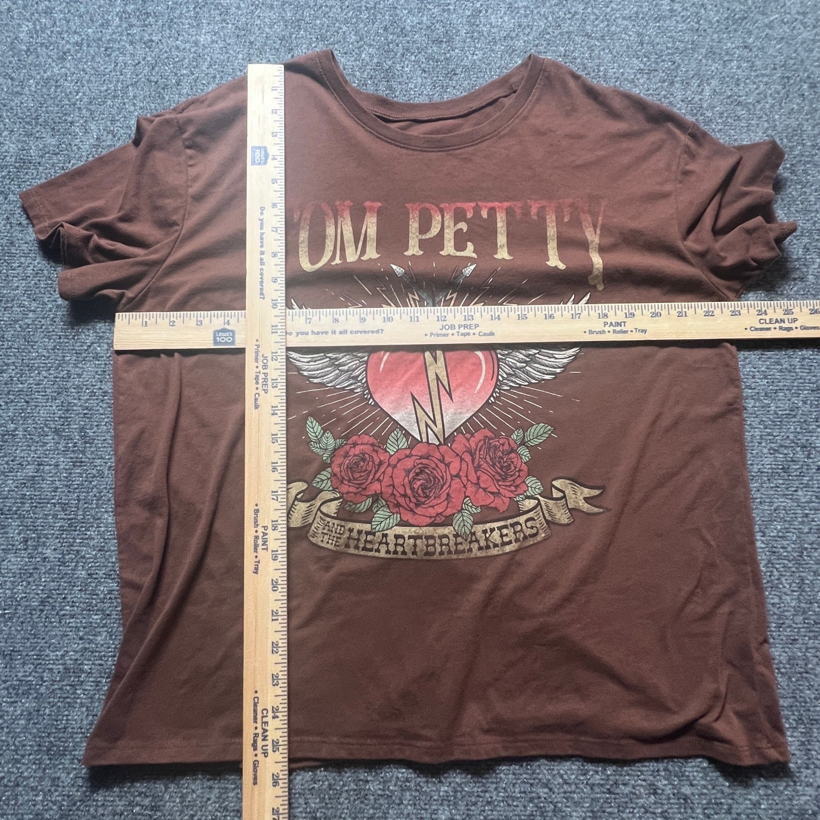 Tom Petty and the Heartbreakers Live 1986 Tour Graphic T-Shirt Brown XL 16-18