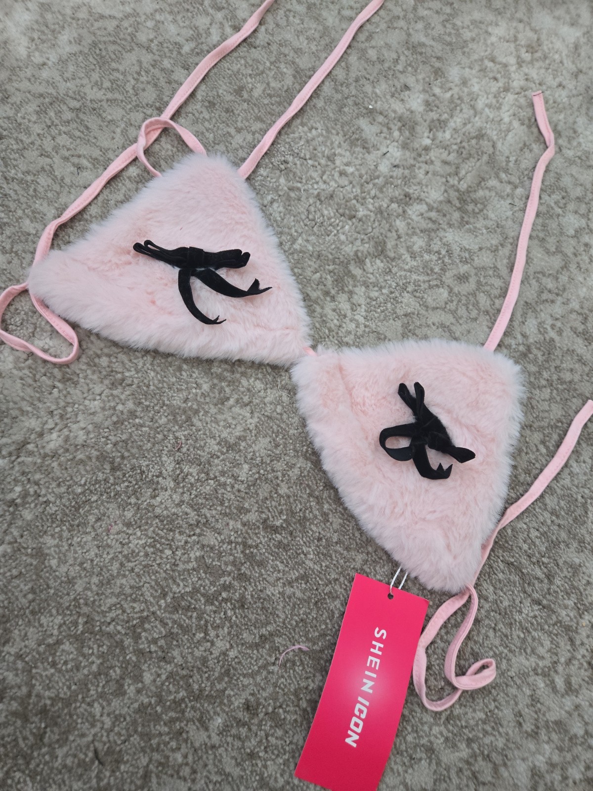 4 Pc Lot Kawaii Cute Sweet Bow Ruffle Fur Pink Cami Tank Tops Sheer Y2K XS/SM