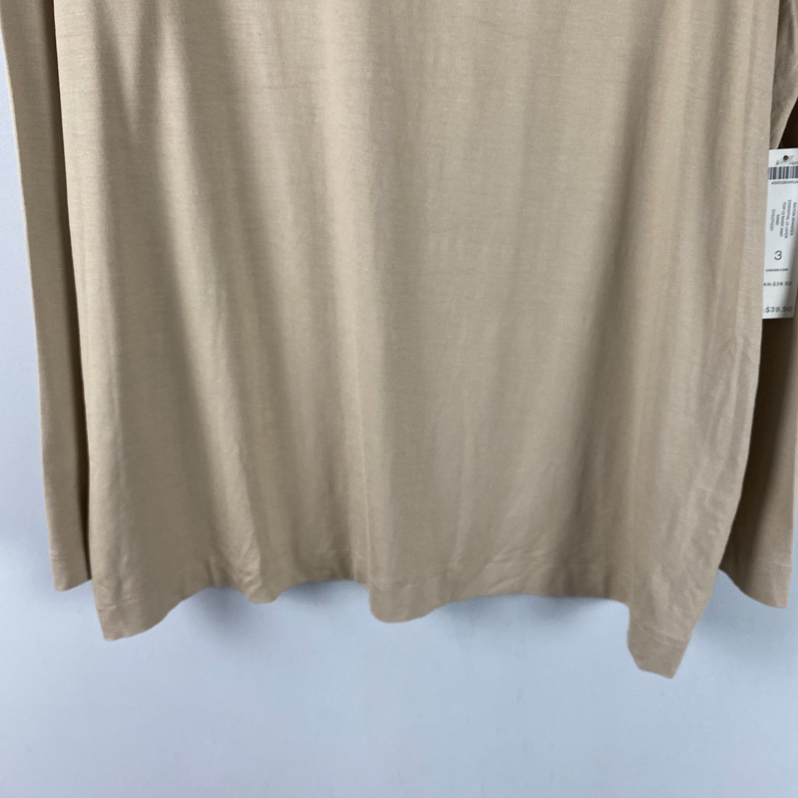 Chicos Essential Layer Long Sleeve T Shirt Size 3 US XL Sand Beige Stretch