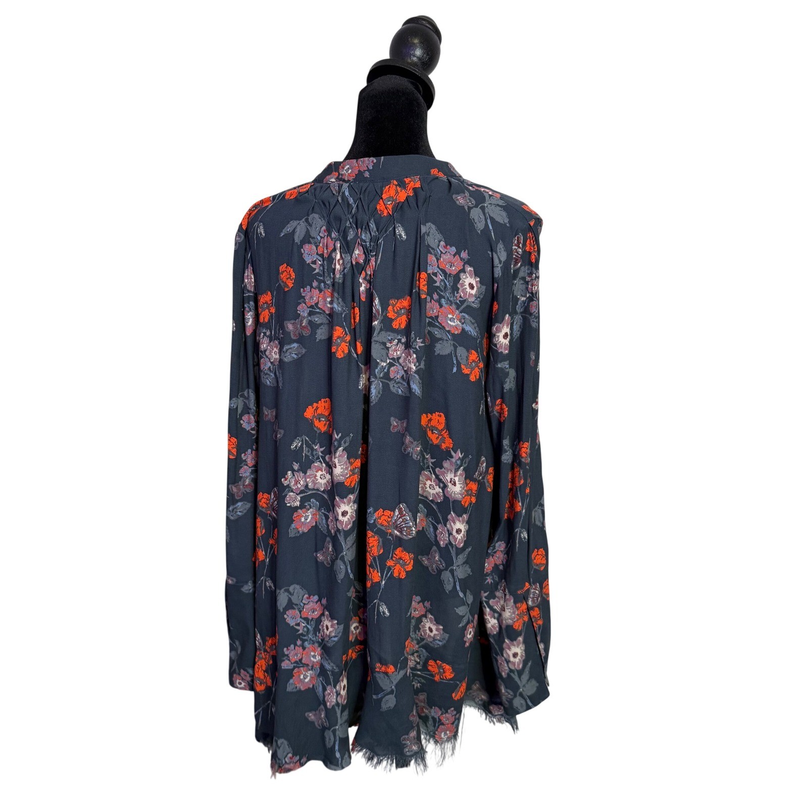 Free People So Fine Pebble Crepe Floral Flowy Tunic Top S BOHO Romantic Indie