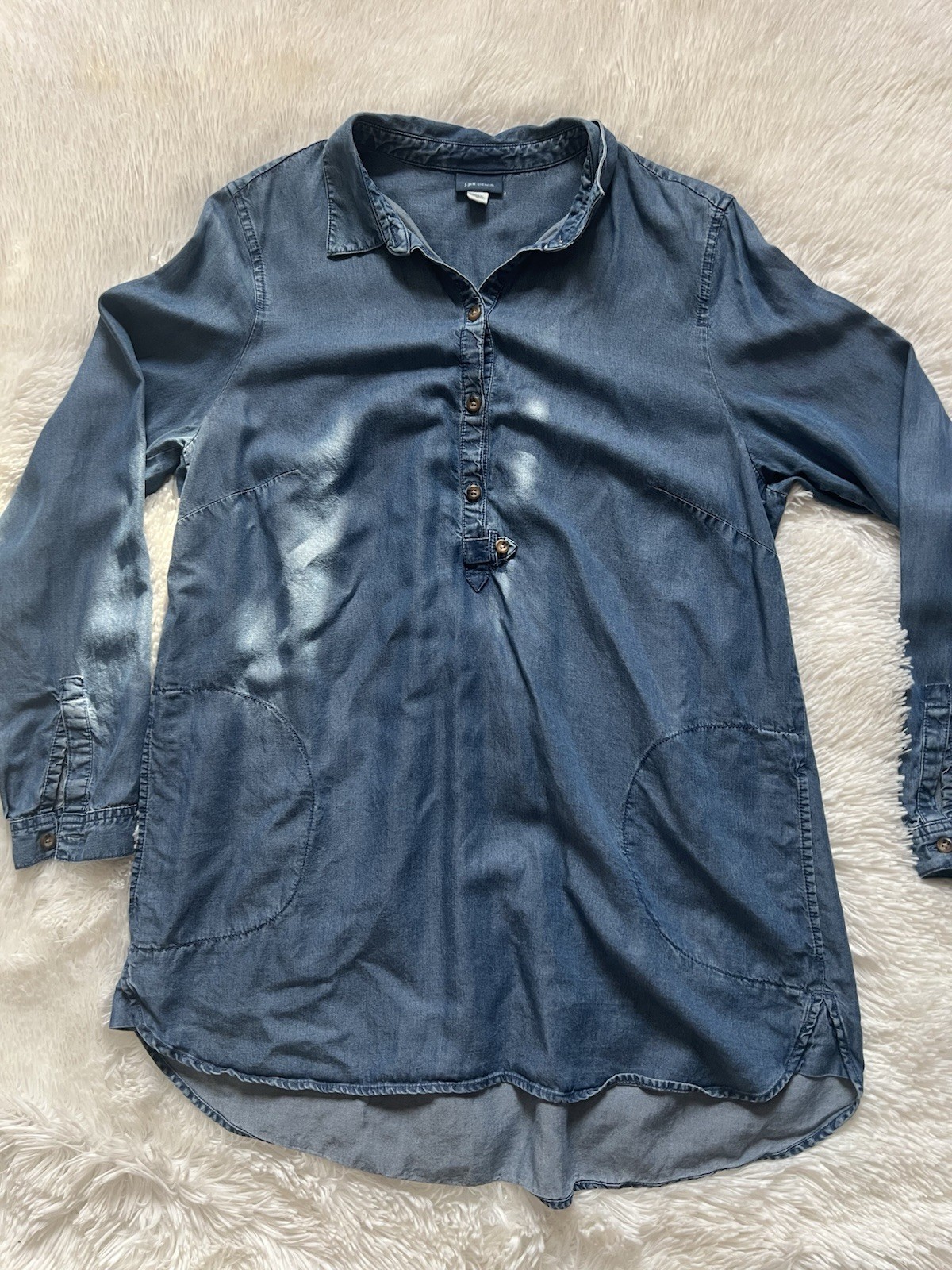 J. Jill Denim Tunic Top Medium M 100% Lyocell Blue Long Sleeve Pockets – EXCELLE