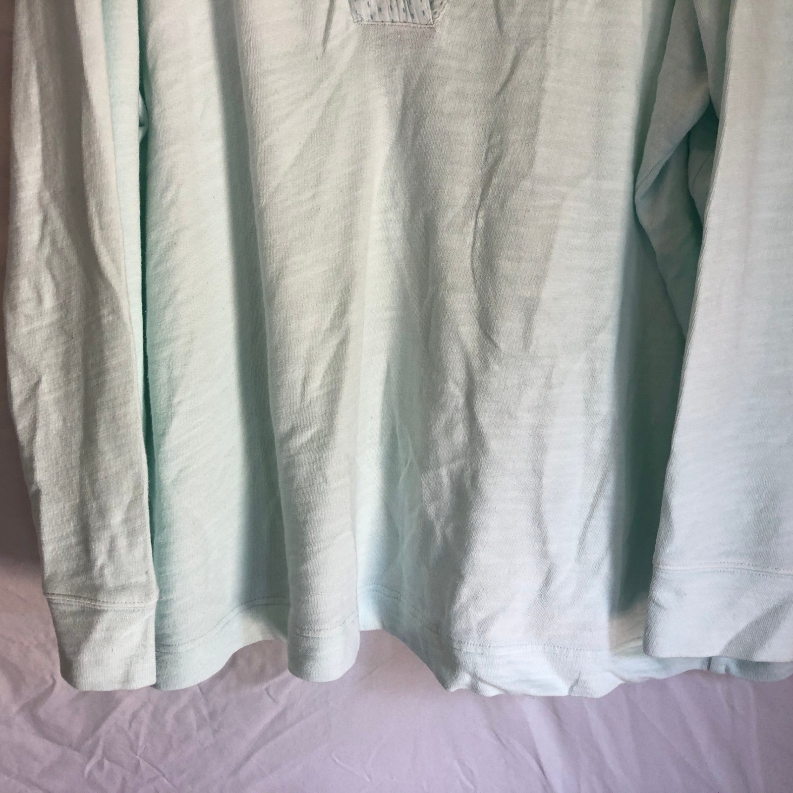 Pure Jill J. Jill Mint Green Organic Cotton Stitched V-Neck Tunic Top Womens 3X
