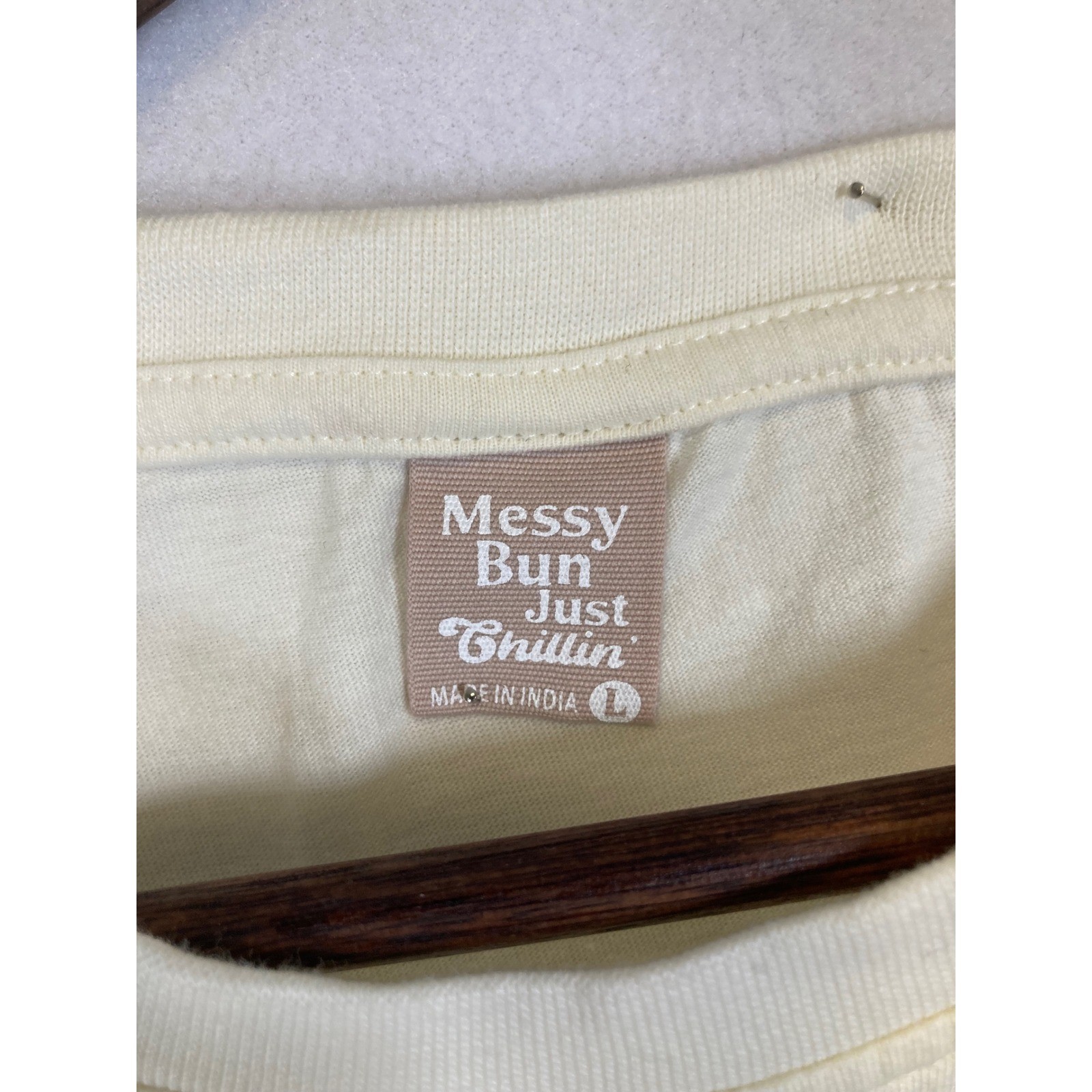 Messy Bun Just Chillin Boot Bow Graphic Tee Women Large Cream Western Coquette