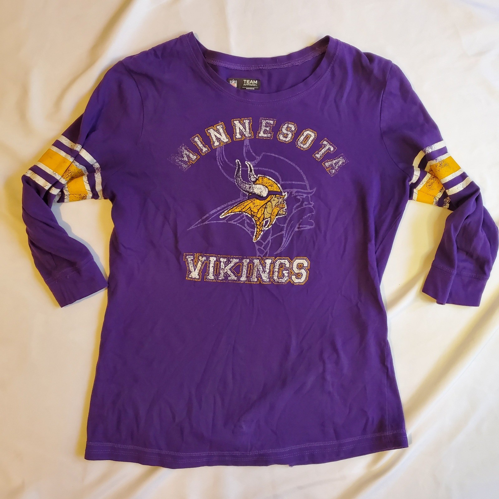 Minnesota Vikings Womens S Purple 3/4 Sleeve NFL Team Apparel T-Shirt