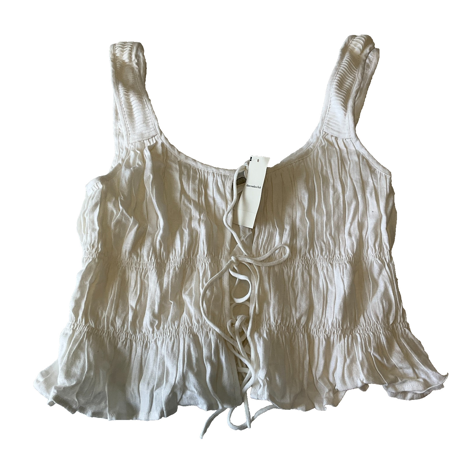 Abercrombie And Fitch Tank Blouse Top Women Size M White Front Tie Closure Lined