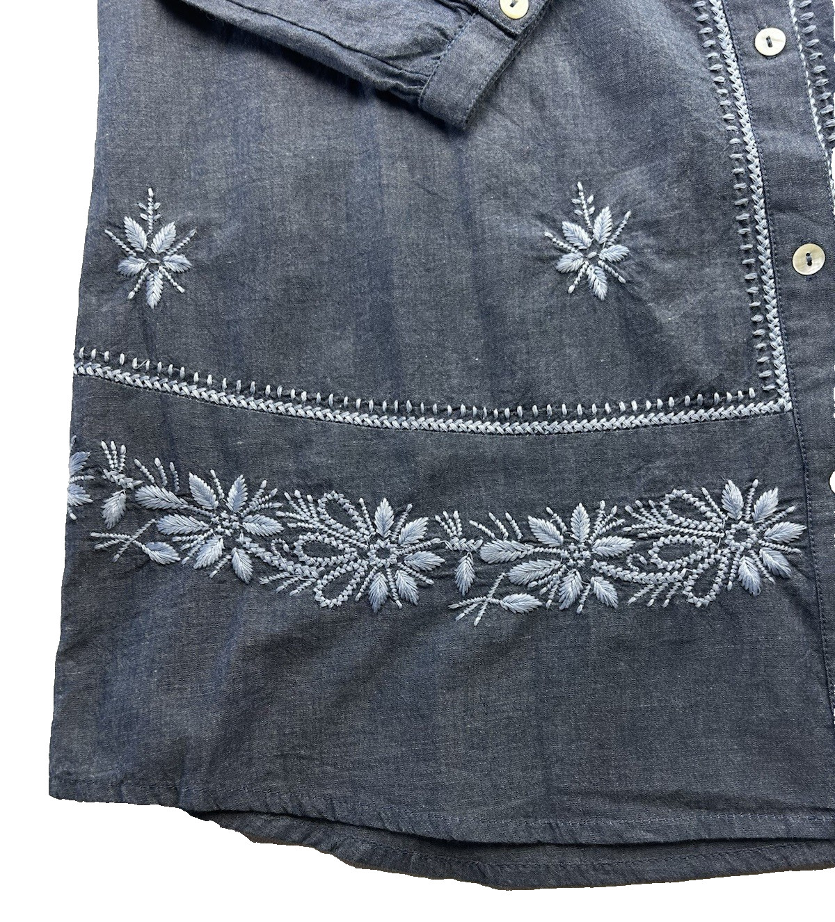 Soft Surronding Embroidey Blue Tunic Boho Coastal Grandma Fairycore size S