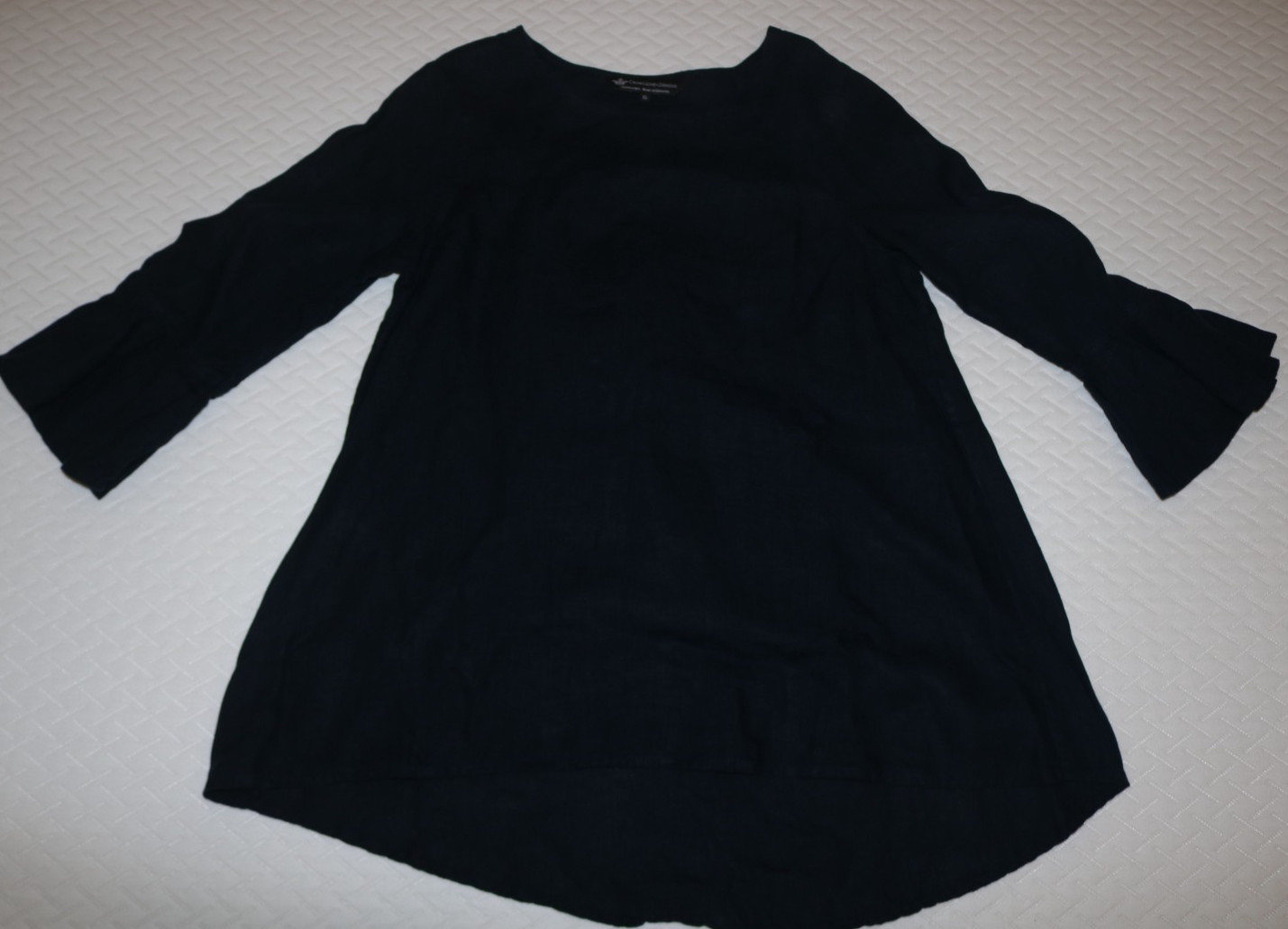 Bella Linen Bell Sleeve Linen TOP navy blue Crown Linen Designs UKRAINE size XL