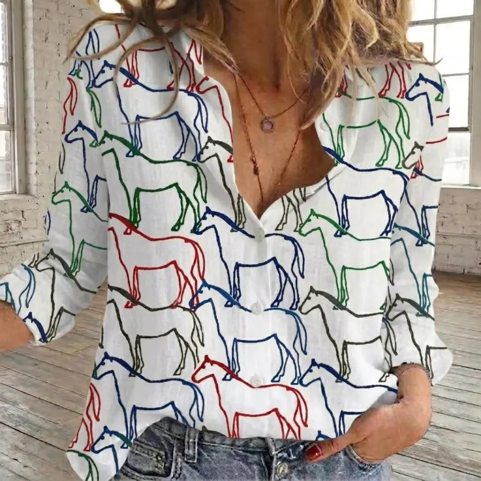 Artsy Horse Lover Blouse Equestrian Boho Western Shirt Gift For Her