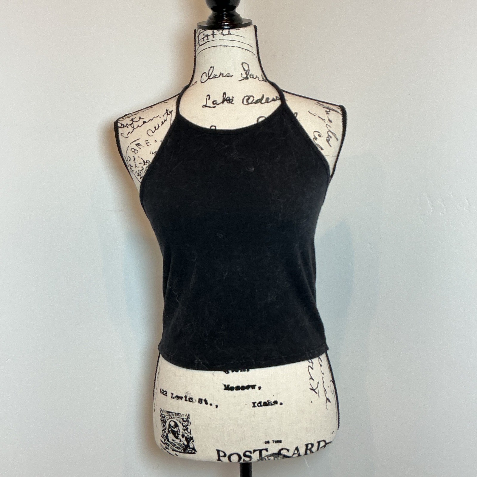 Popular 21 Black Mineral Wash Halter Crop Top Tank Size M