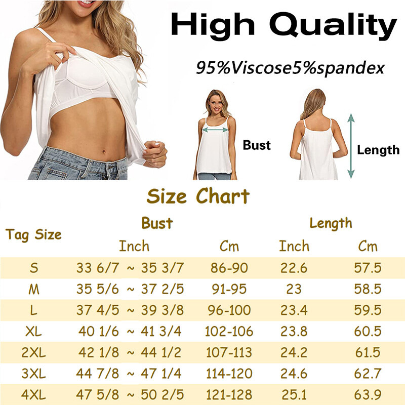 Women’s Cotton Camisole with Built in Bra Adjustable Stretch Basic Tank Top Soft