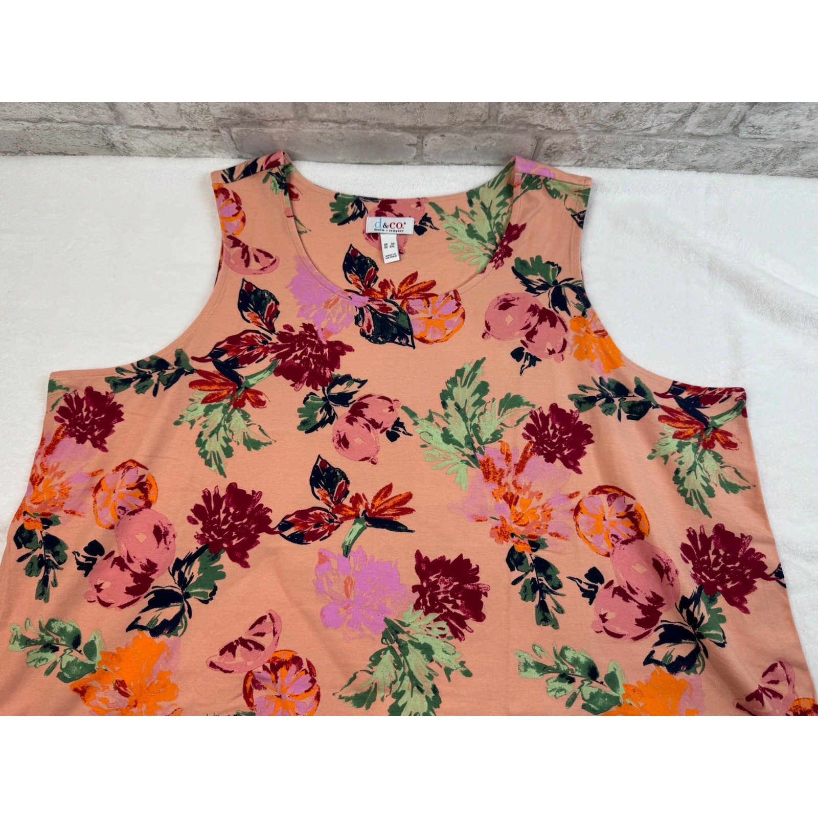 Denim & Co Printed Favorite Jersey Scoop Neck Swing Tank Top Dust Shell #A602669