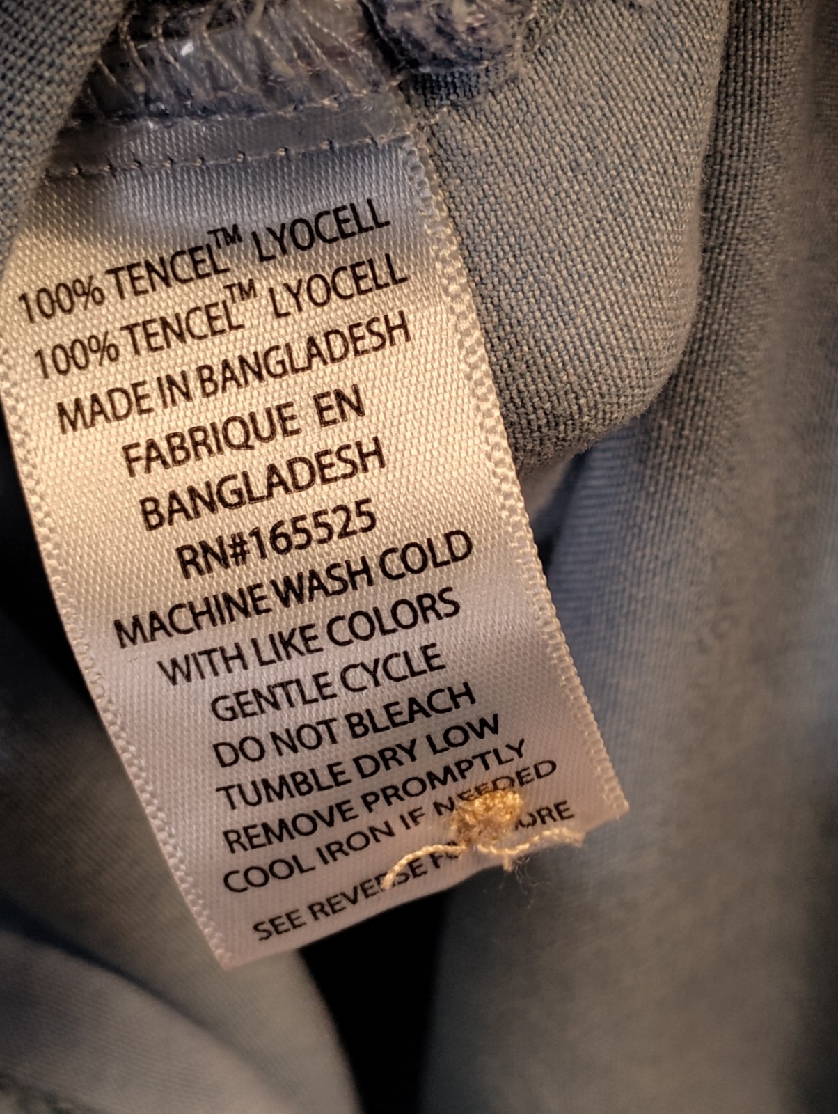 Lola River Womens Button-Down Shirt Chambray Lyocell Pockets Western Size L Blue
