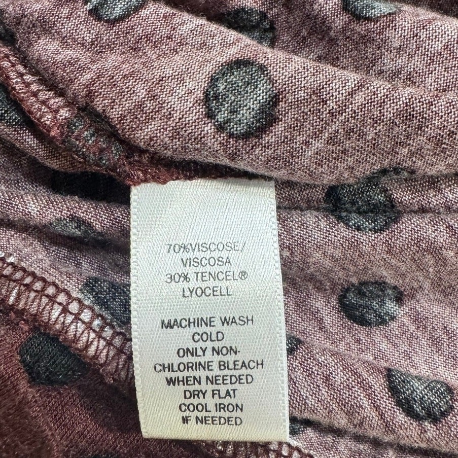 Ann Taylor LOFT Women’s XL Tee Burgundy Polka Dots Viscose/Lyocell Blend Summer