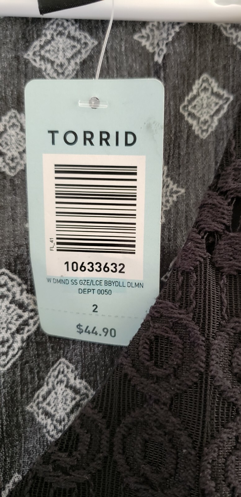 Torrid Blouse Plus Size 2 Black White Lace Insert Keyhole Back Pullover Tunic 2X