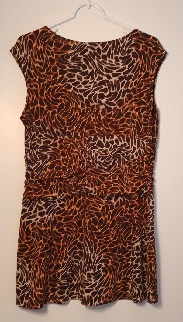 New Directions Sleeveless Animal Print V-Neck Tunic Blouse Junior’s Size XL