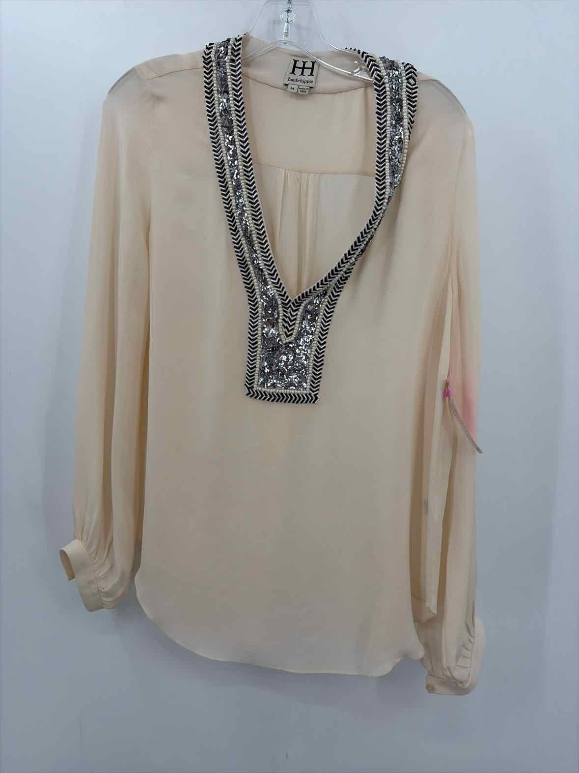 Pre-Owned Haute Hippie Tan Size Medium Long Sleeve Blouse