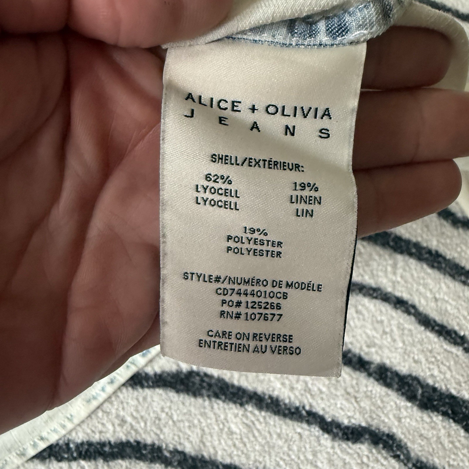 Alice + Olivia Jeans Ruffle Chambray Button Front Blouse Top XS Blue Ocean Blues