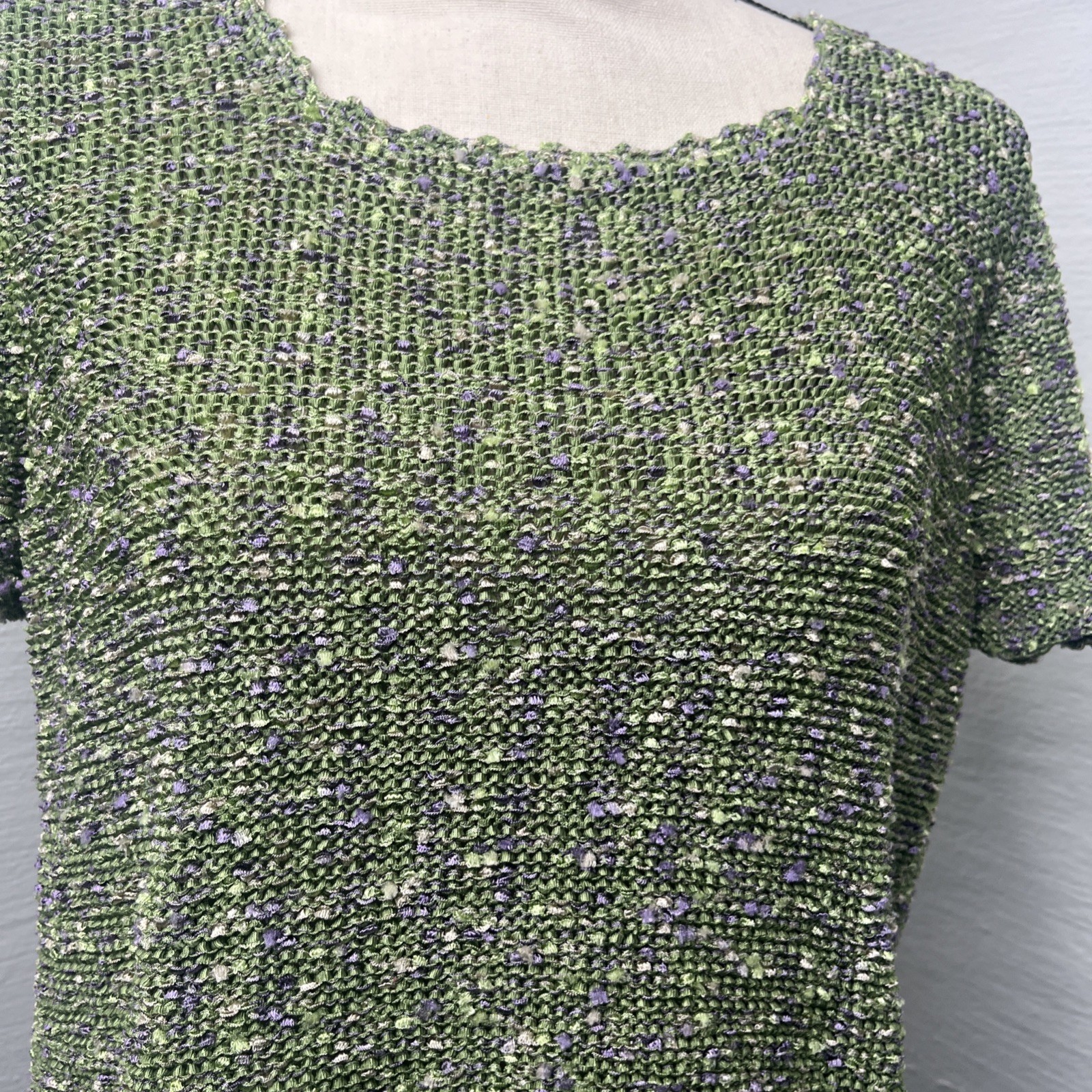 Crazy Horse Collection Top Womens Pullover Knit Short Sleeve Green L