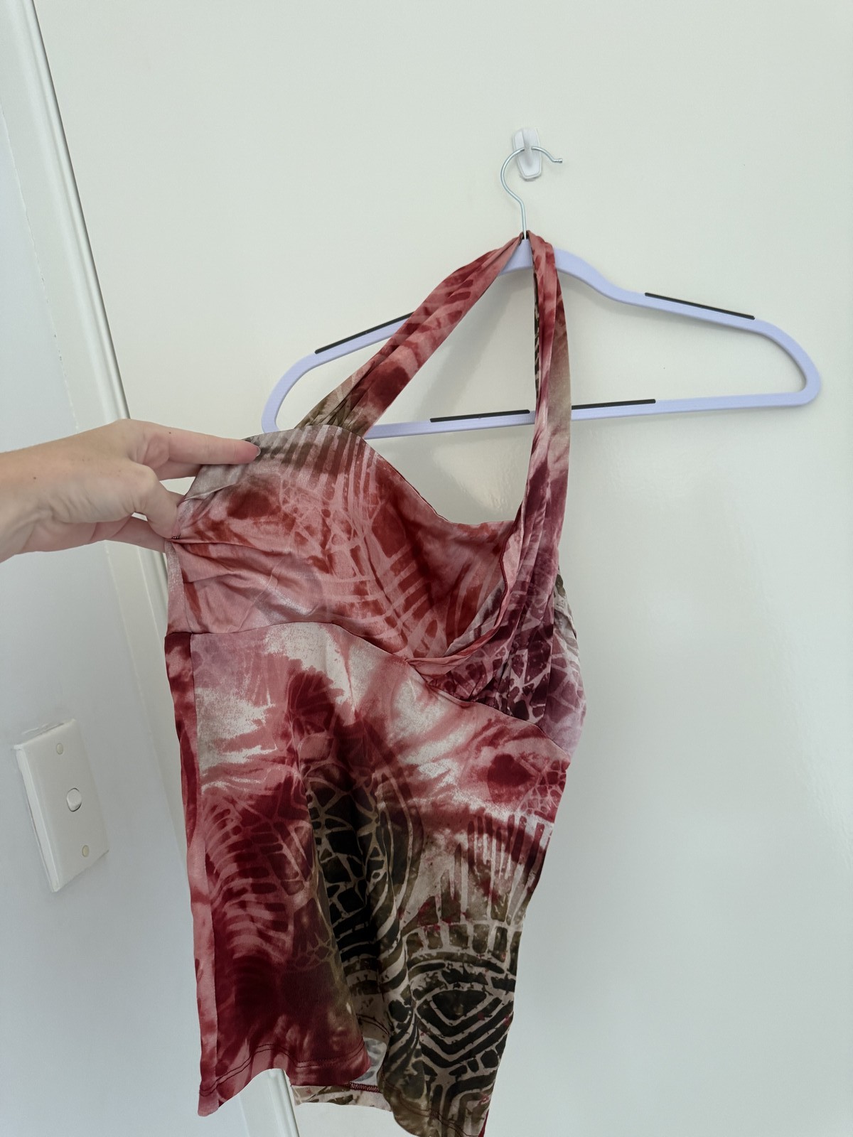 GUESS by Marciano luxury Halterneck Abstract Print shirt Size Aus 10 Silk Blend