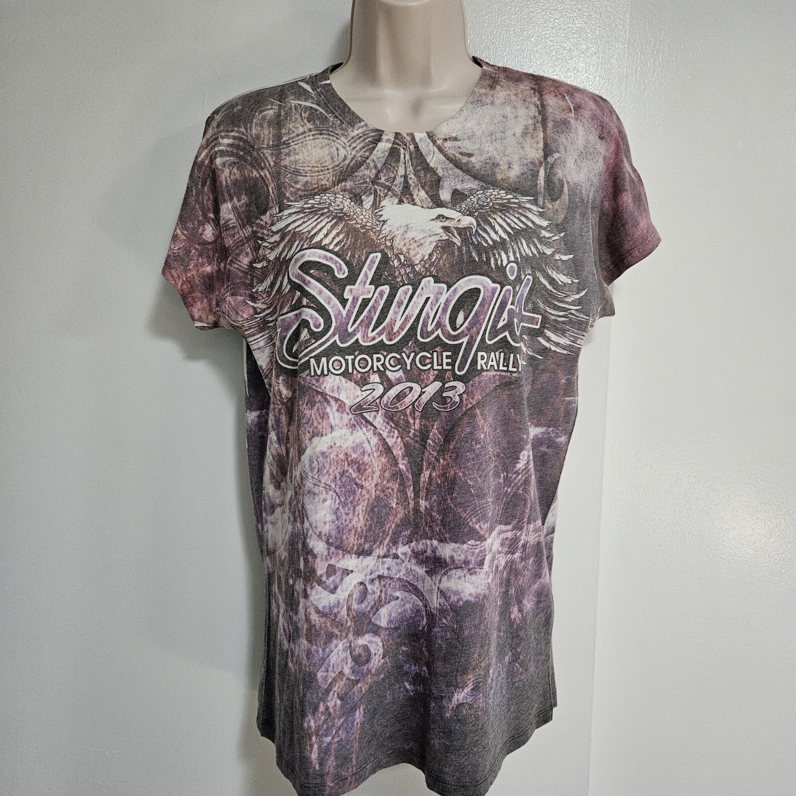 Sturgis Motorcycle Rally 2013 Purple Eagle T-Shirt Short Slv Sz XL Women’s