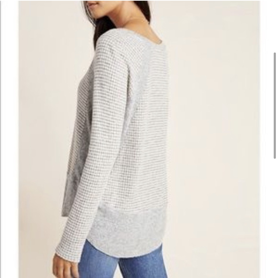 Anthropologie Eri + Ali Dorotea Space-Dyed Hacci Tunic V-neck Top Gray S / Small
