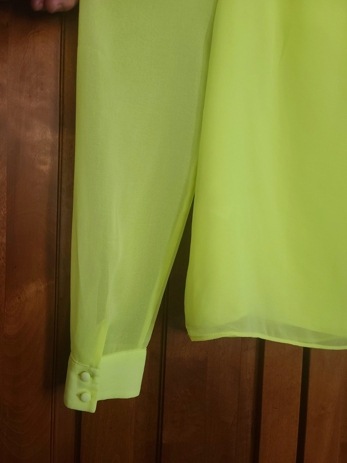 White House Black Market Paf Sheer Long Sleeve Lime Green Blouse Small