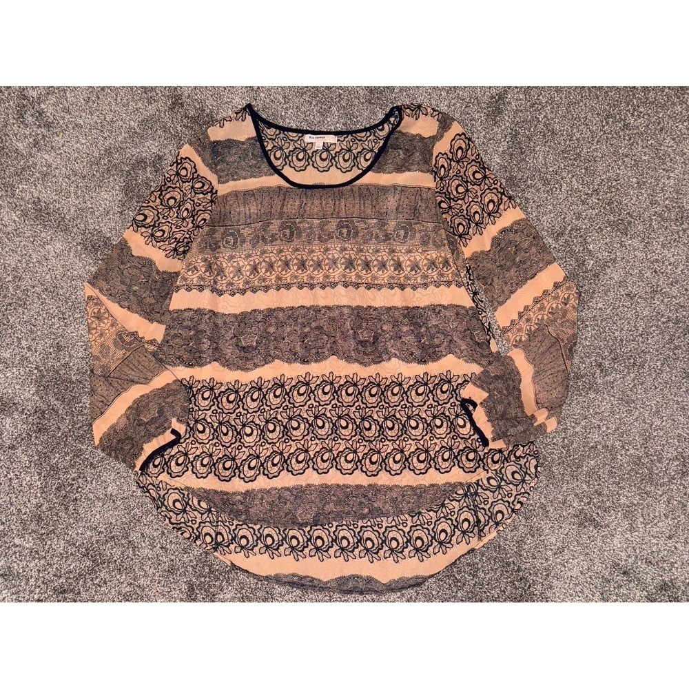 Blu Pepper Vintage Women’s Brown Detailed Long Sleeve Top