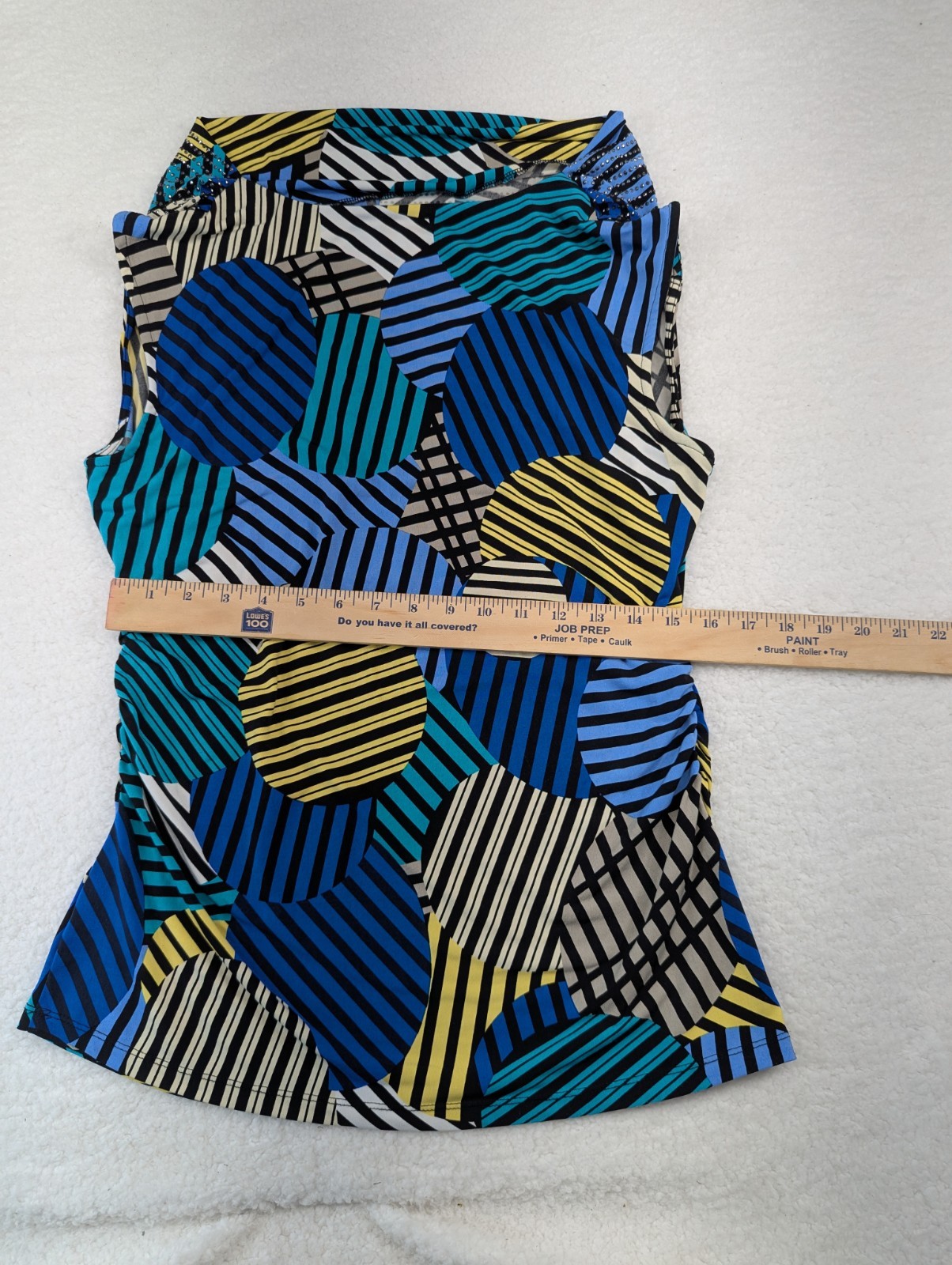Style & Co Scoop Neck Geometrical Theme Stretch Embellished Sleeveless Top M
