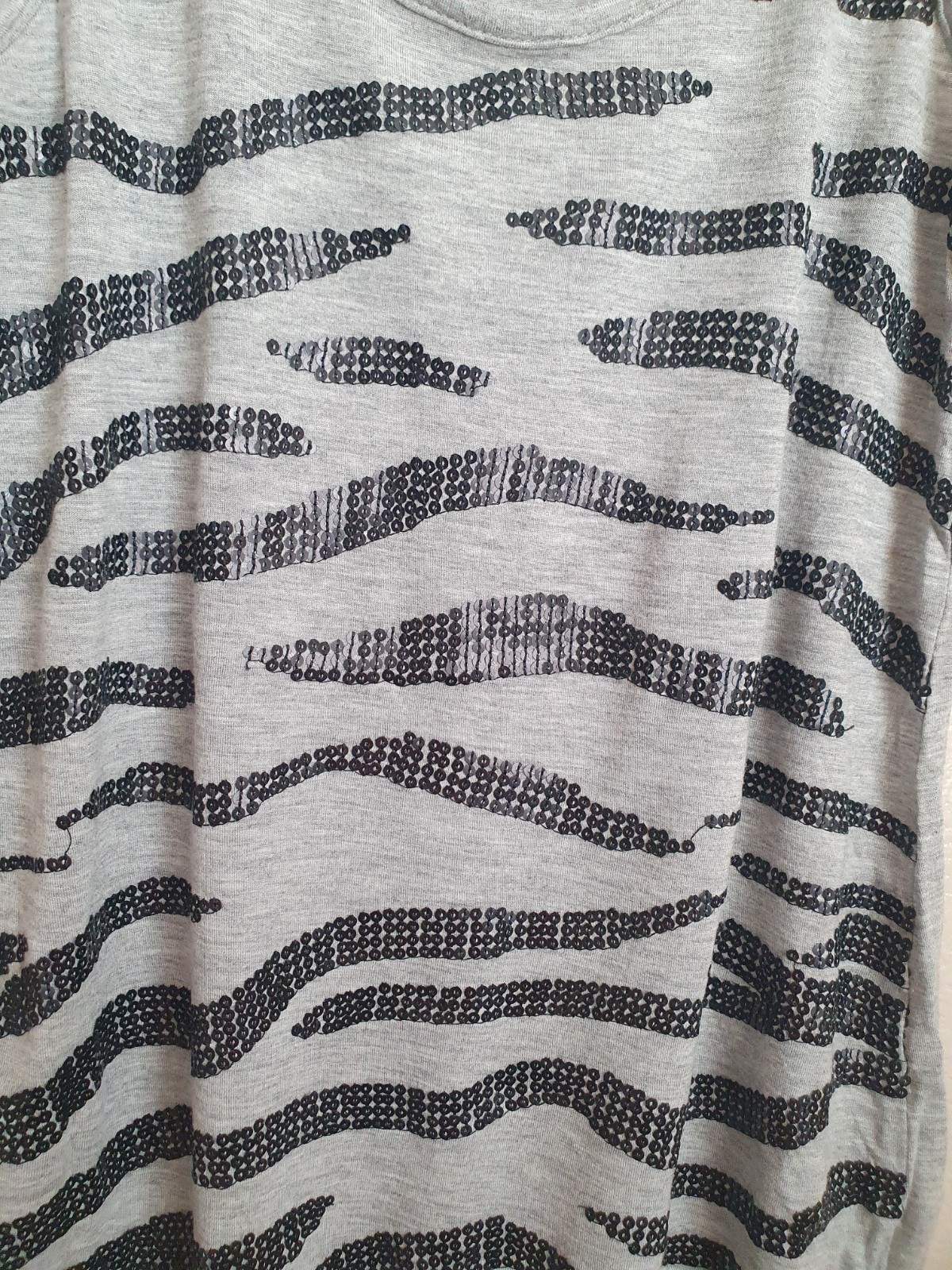 Cha Cha Vente Gray Black Zebra Sequin Tank Top Small Sleeveless