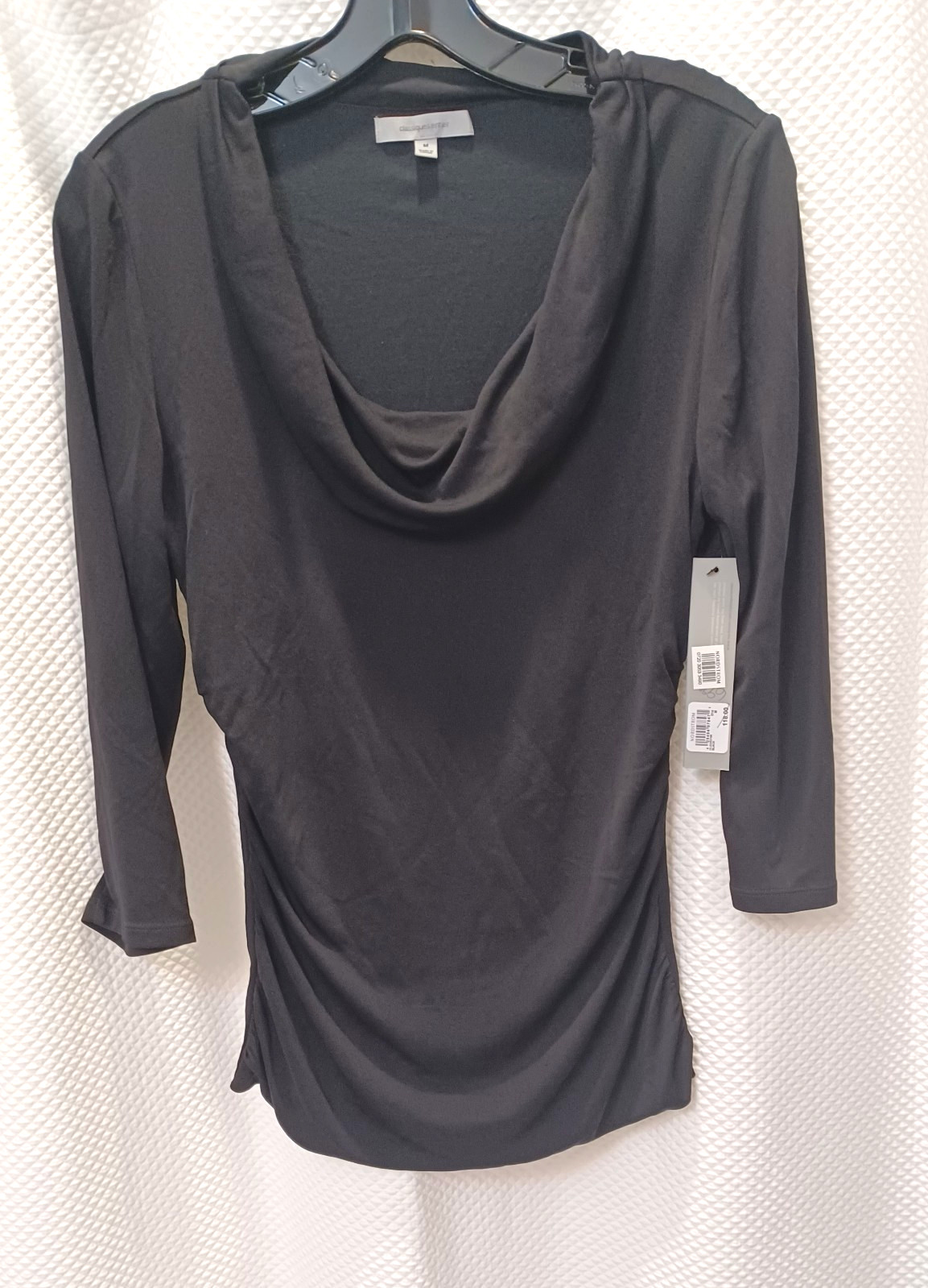 Classiques Entier Women’s Medium Black Silk Blend Cowl Neck Top Ruched NWT