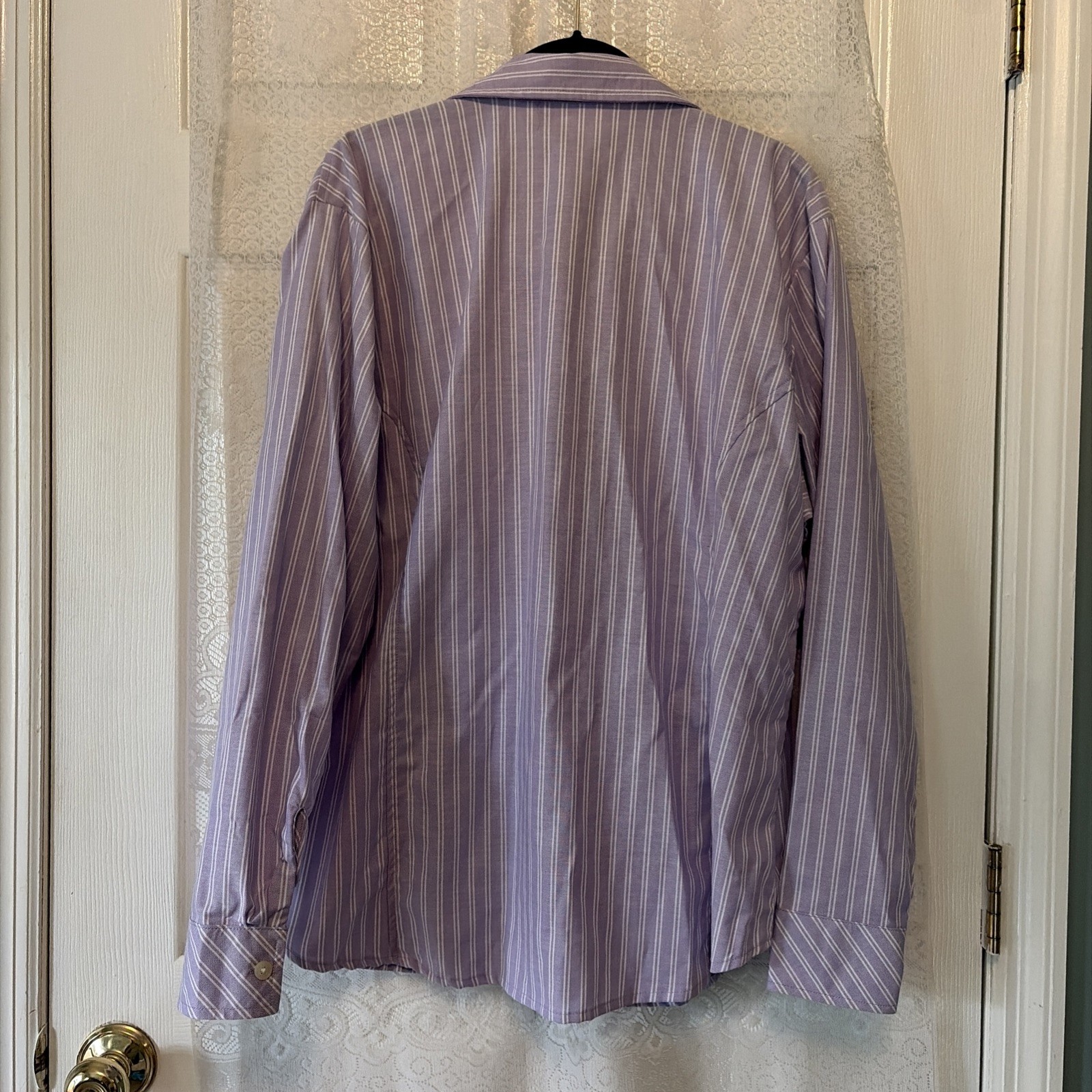 New 2XL Lee Riders Easy Care Long Sleeve Button Lavender Stripe Plus XXL NWT