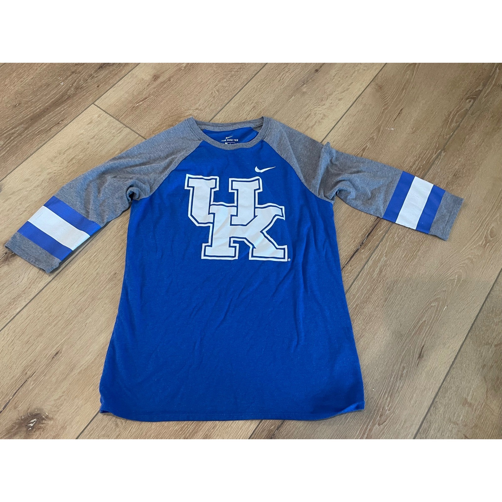 Nike Kentucky Wildcats UK Raglan 3/4 Sleeve Tri-Blend T-Shirt Blue Grey Womens M