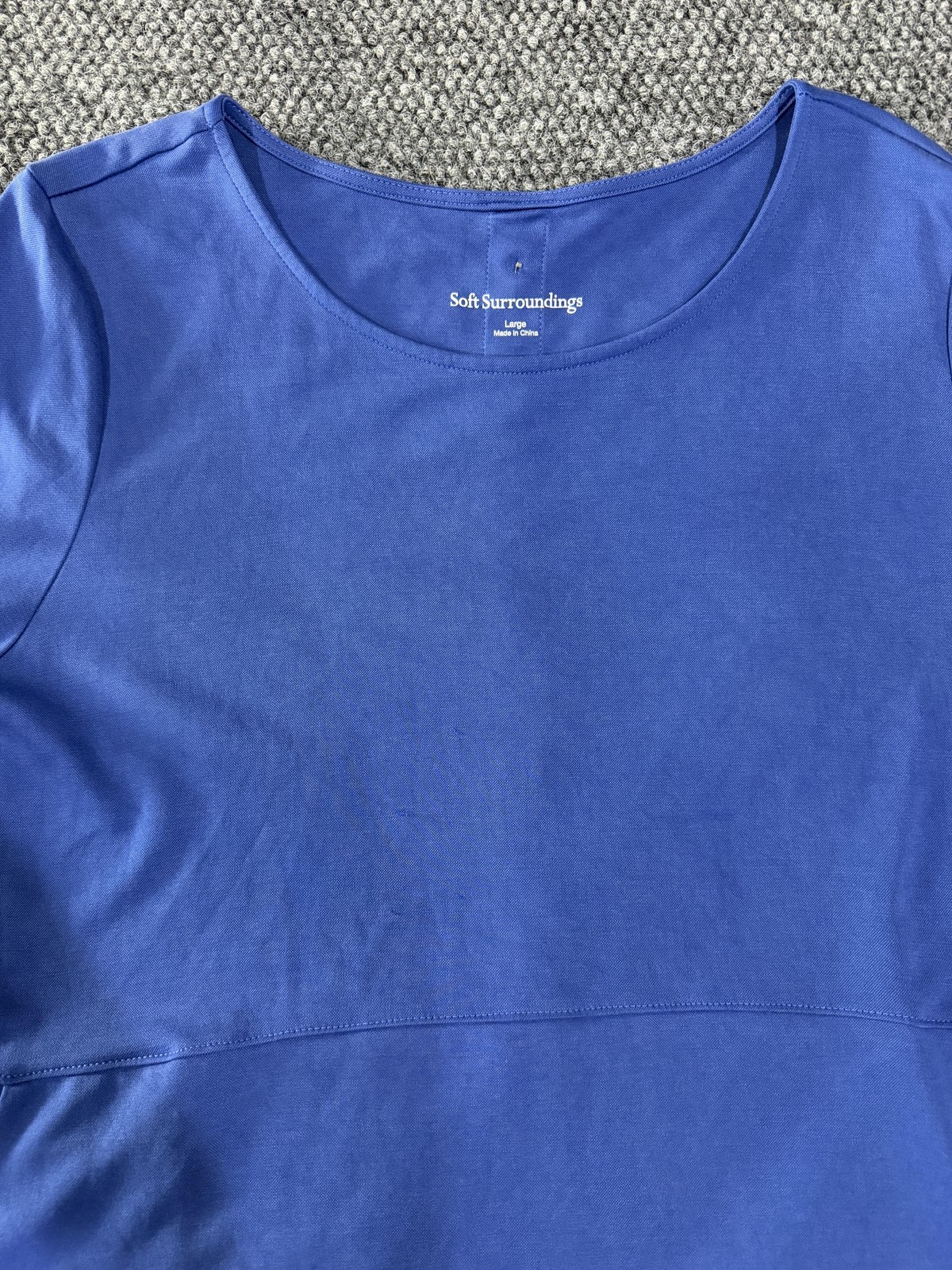 Soft Surroundings Blouse Womens Large Blue Scoop Neck Long Sleeve Tunic Top