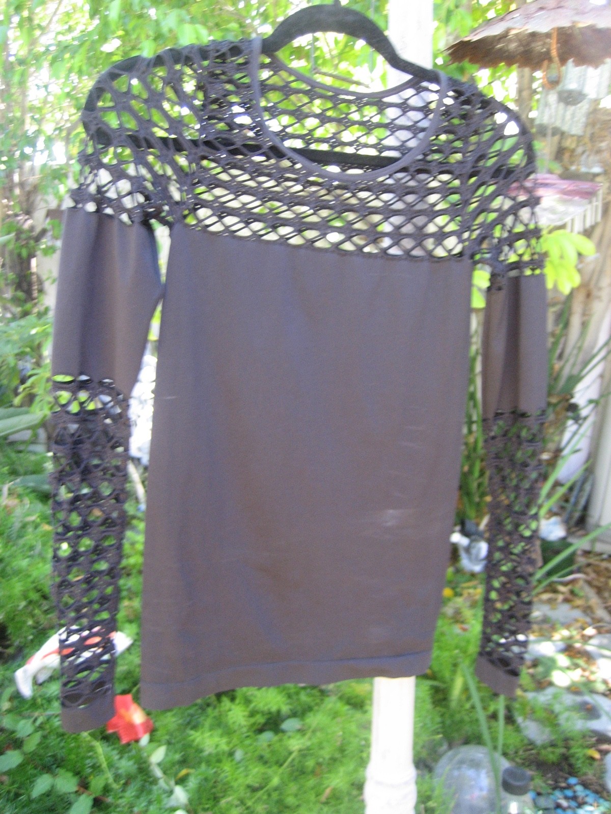 Venus Black Net Sleeve Top Size Small