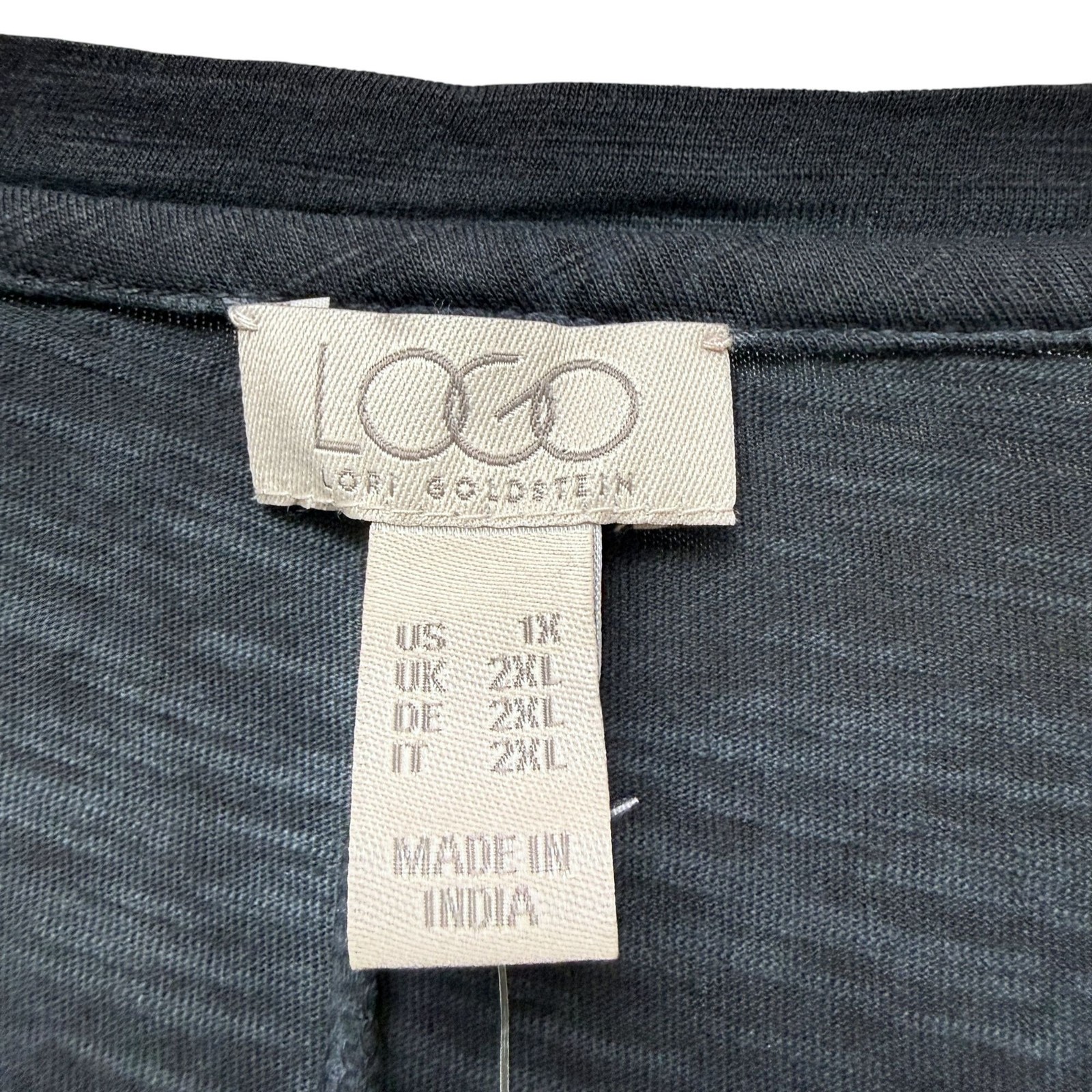 LOGO Lori Goldstein Tunic Tee Plus Size 1X Dark Gray Pockets Boho Top NWT