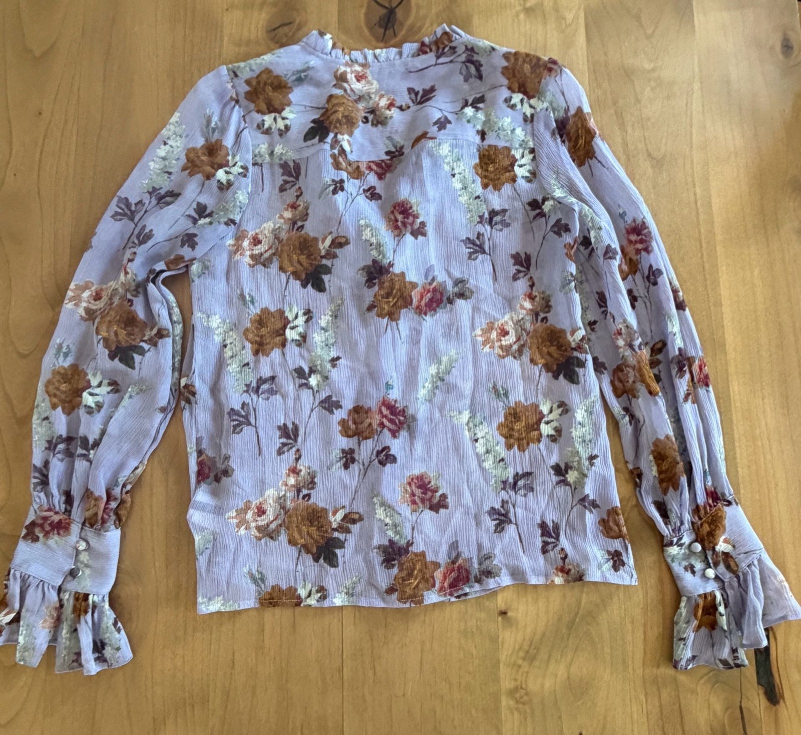PAIGE Arianne Floral Print 100% Silk Ruffle Blouse