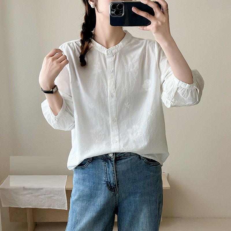 Casual Womens Loose Shirt Tops Blouse Breathable Summer Korean Retro Shirts