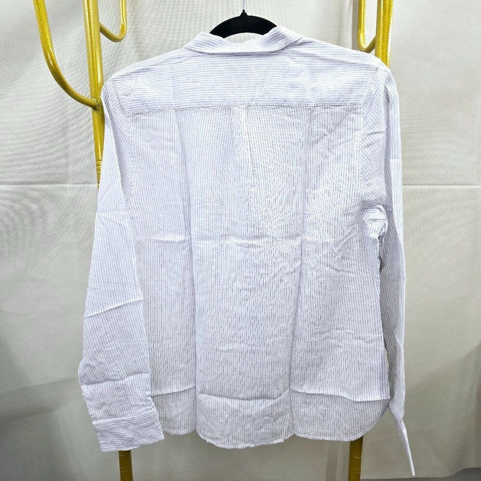 NWT UNTUCKit ANGELEN BLUE WHITE PINSTRIPE 55% COTTON 45% TENCEL COLLARED SHIRT 4