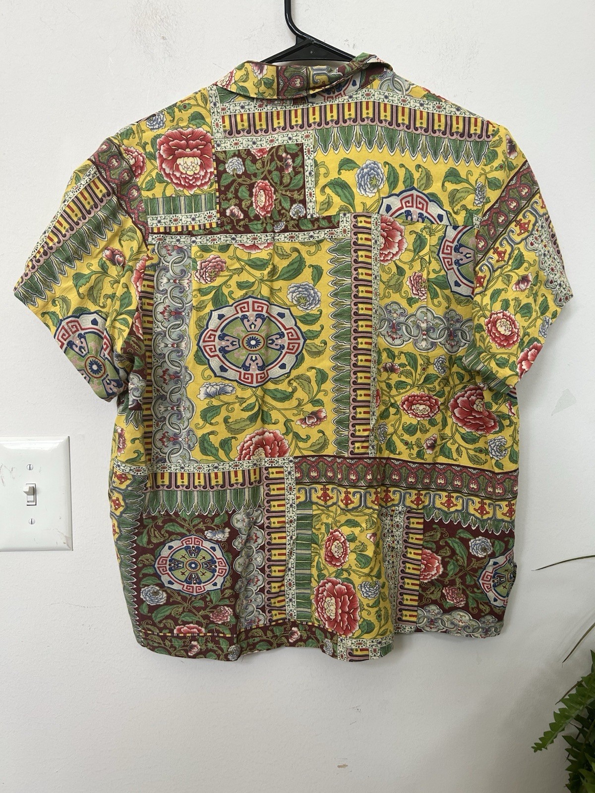 JAMS WORLD Vintage 90s Abstract Colorful Art Button Short Sleeve Shirt Surf Sz M