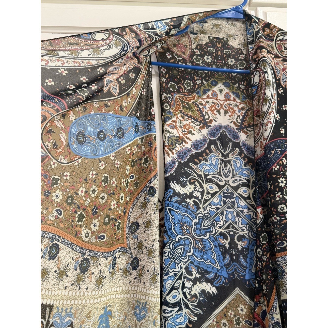 Boho Floral Patchwork Sleeveless Drape Vest – Neutral Multi Color Womens S/M