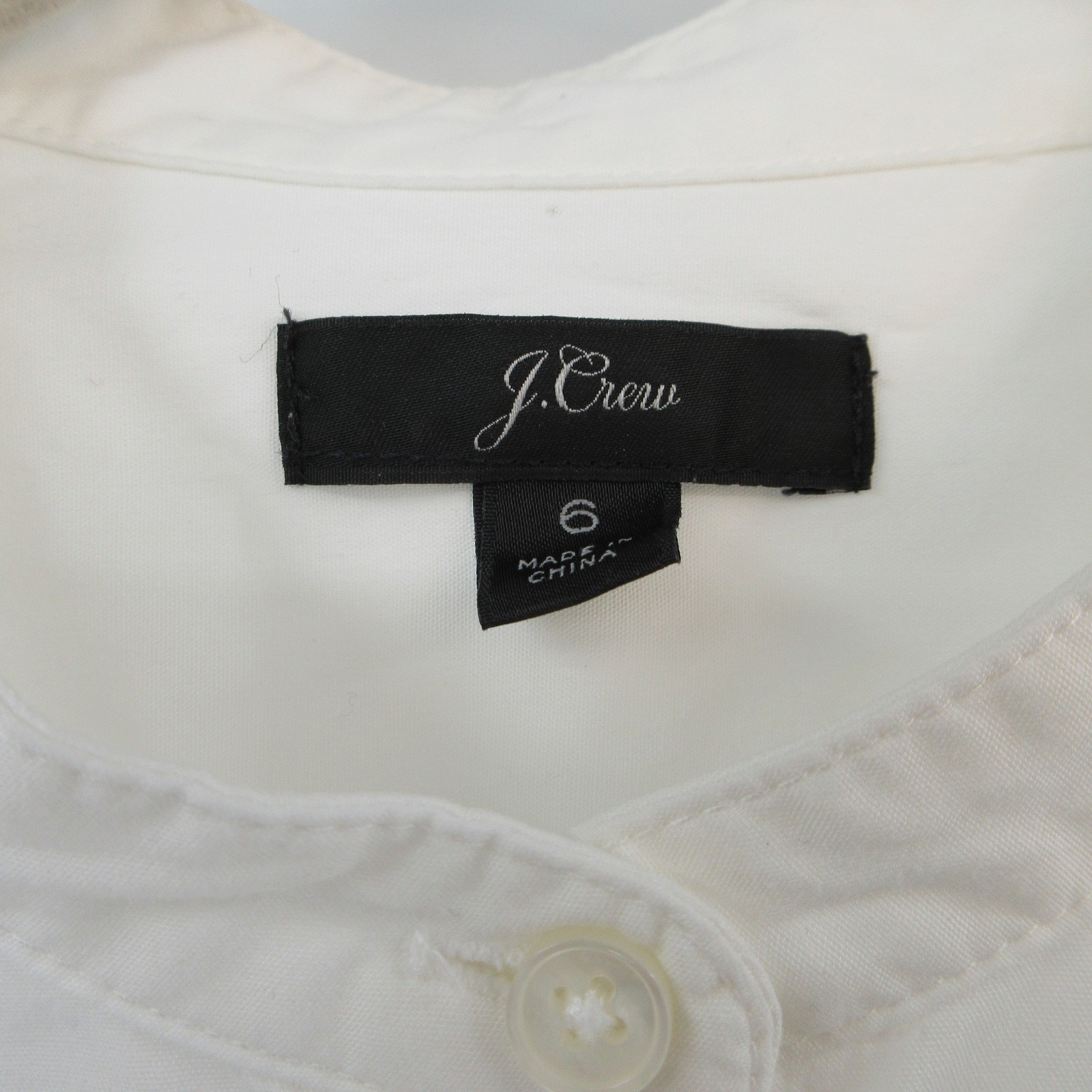 J Crew Womens White Cotton Peplum Band Collar Hidden Button Shirt Size 6 Clean