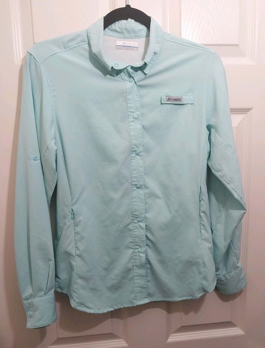 Columbia Women’s PFG Top S Lavender, Omni Shade, Long Sleeve, Button-Up
