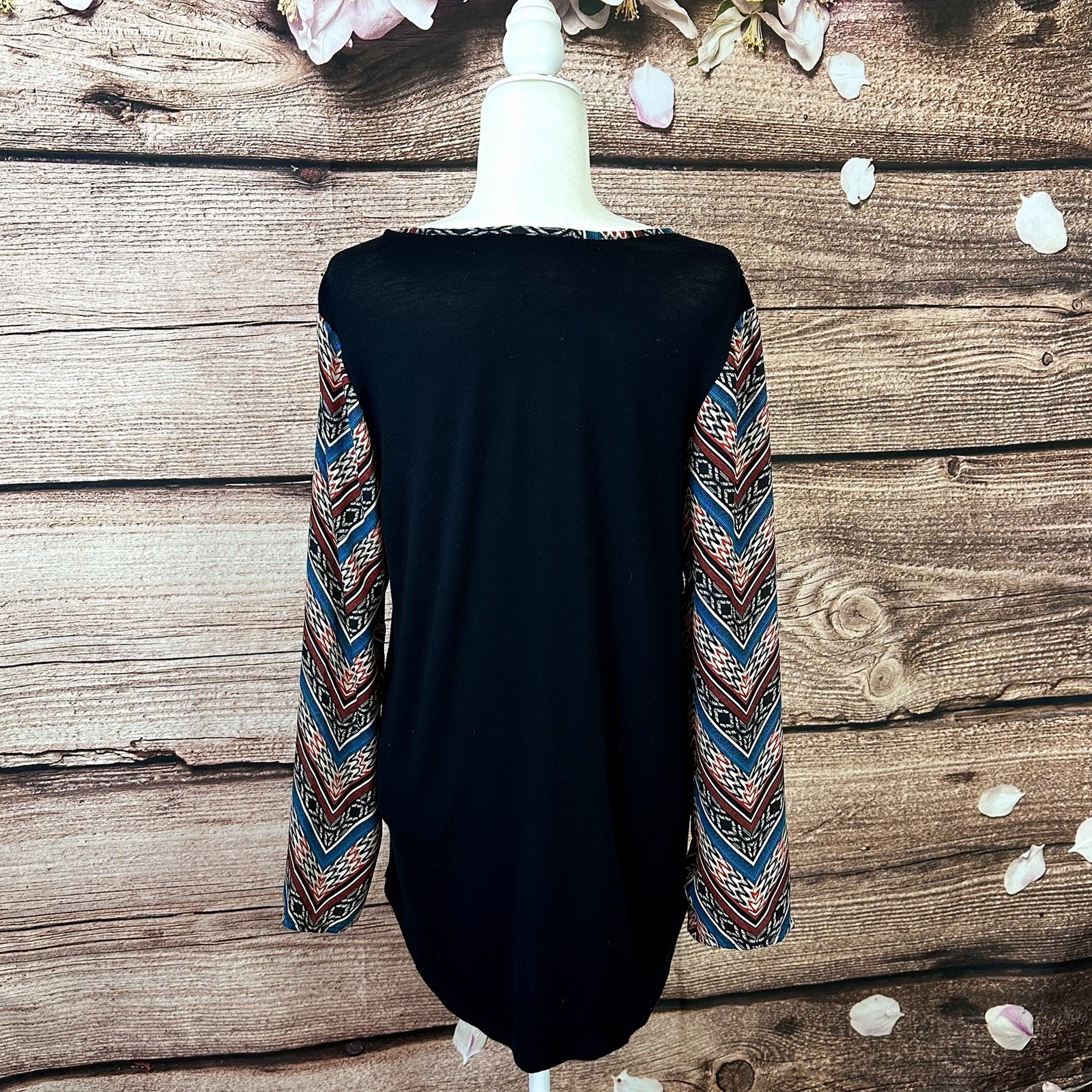 Femme by Tresics Women’s Rayon Abstract Geo Print Longer Back Blouse Tunic